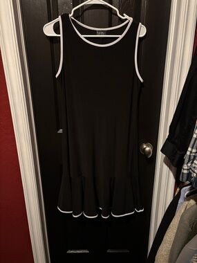 Nicole Miller Black Midi Dress with White Trim